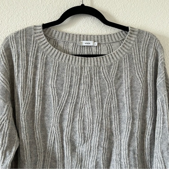 VINCE Wool Cashmere Blend 3-D Waterfall Stripe Knit Flaw Sweater Women Sz Medium - Picture 4 of 9
